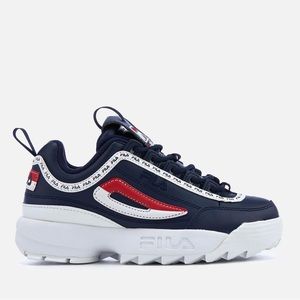 Fila Disruptors, navy blue, with faux leather uppers